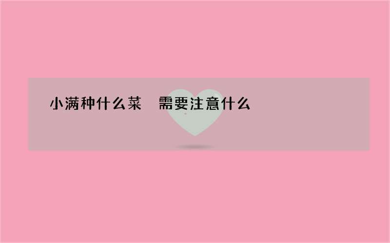 小满种什么菜 需要注意什么